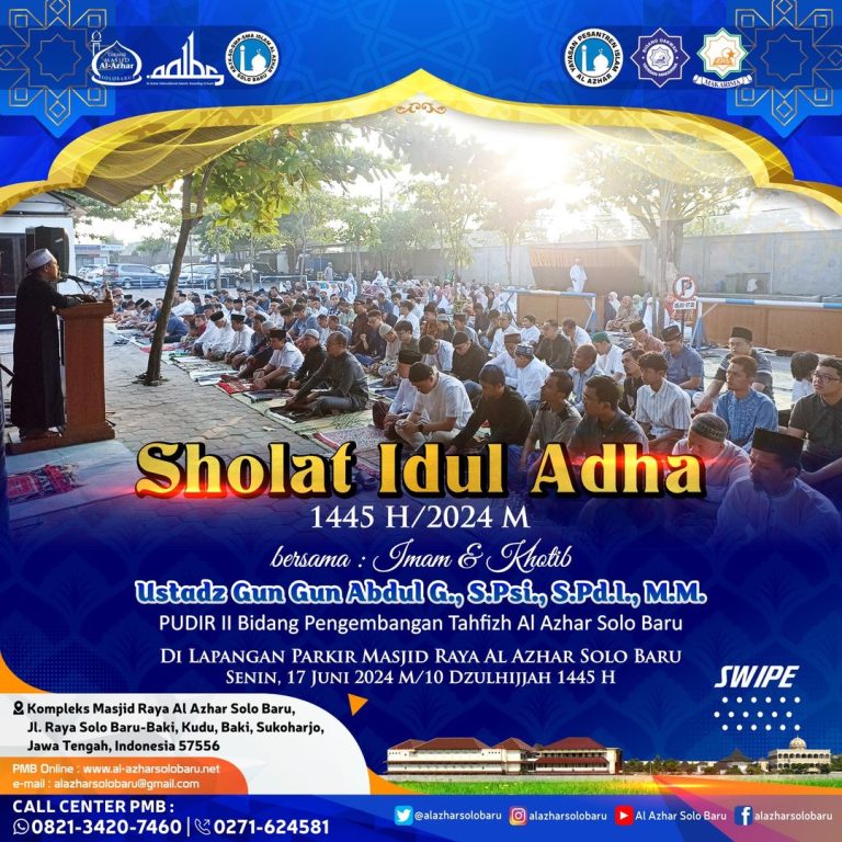 Sholat Idul Adha 1445 H Berlangsung Khidmat di Lapangan Parkir Al Azhar Solo Baru