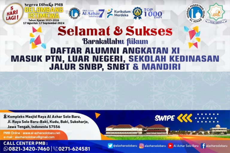 Selamat & Sukses untuk Alumni Angkatan XI SMA Islam Al Azhar 7 Sukoharjo